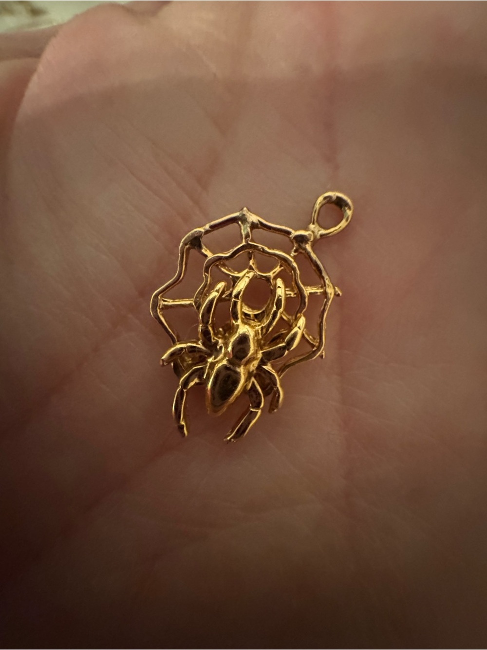 14k Gold Spider Web Charm Pendant